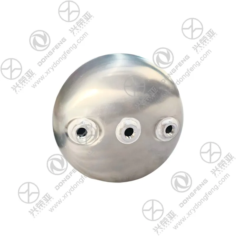 Round end cap three standard threaded air ports close-up view aluminum air tank OE 3513350-91401