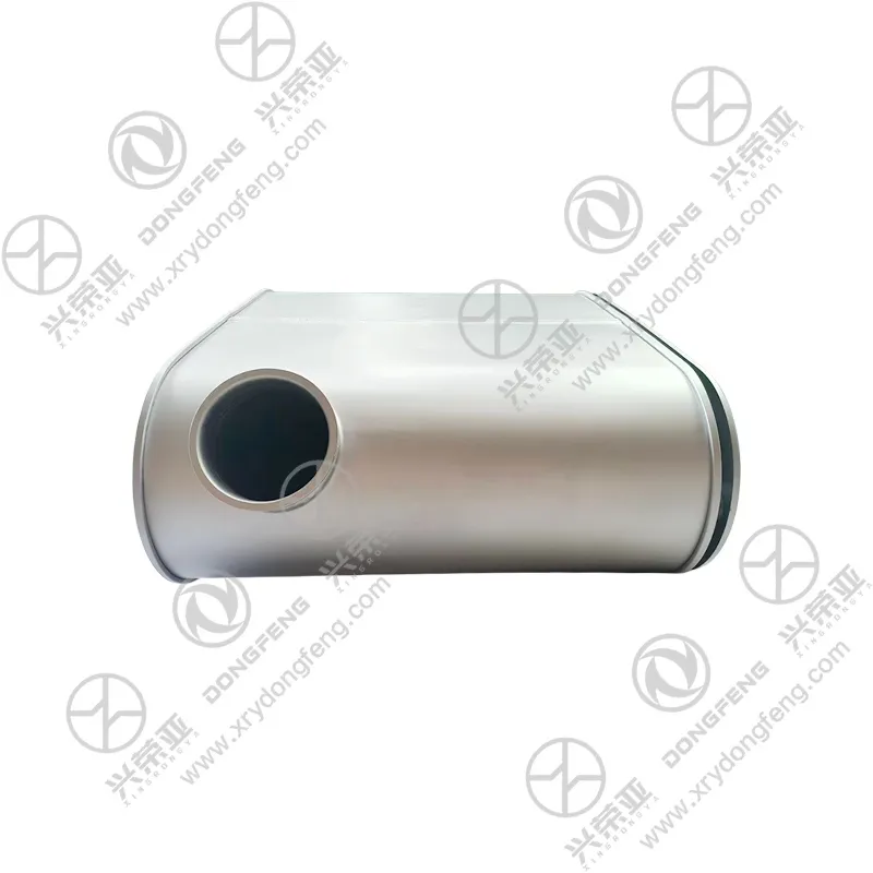 Close view of standard circular inlet spigot port of OEM exhaust muffler OE 1201010-K37V0 Dongfeng KC heavy truck