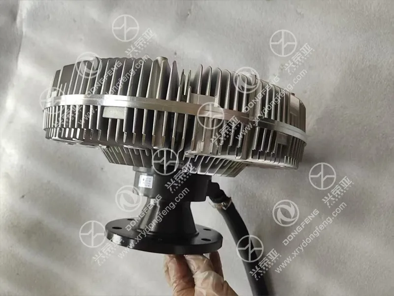 Front full view of dense aluminum heat dissipation fins silicone oil fan clutch OE 1308065-H01A0 DFCV OEM cooling clutch for Dongfeng GX & KX truck