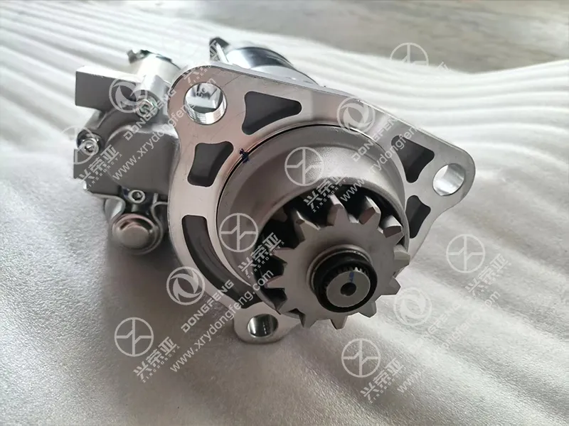 Front close view of drive pinion gear and mounting flange starter motor C5684696 for Dongfeng Cummins engine