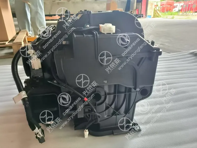 Side close-up of wiring harness and connectors cab HVAC air conditioner assembly OE 8110010-GX260 Dongfeng heavy truck