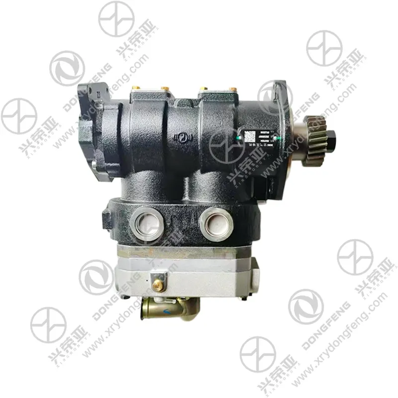 Symmetrical twin cylinder cast iron block structural detail DCEC air brake compressor assembly C5547554
