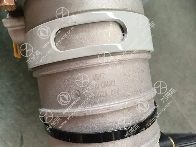 Close-up of cast OEM part number mark on aluminum main body air dryer assembly 3543010-CB4001 Dongfeng Captain