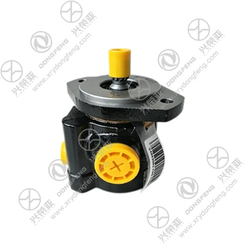 Angle shot of Power Steering Pump C3967429 with yellow port caps for Cummins Engine heavy‑duty truck
