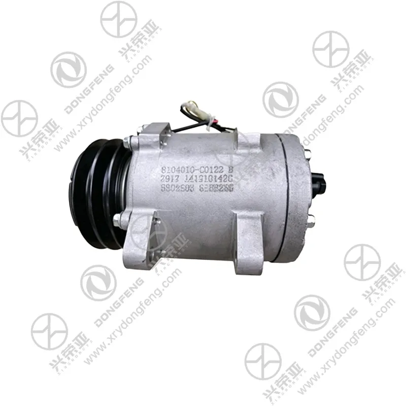Marking side view of genuine AC compressor 8104010‑C0120 for Dongfeng Kinland heavy‑duty truck
